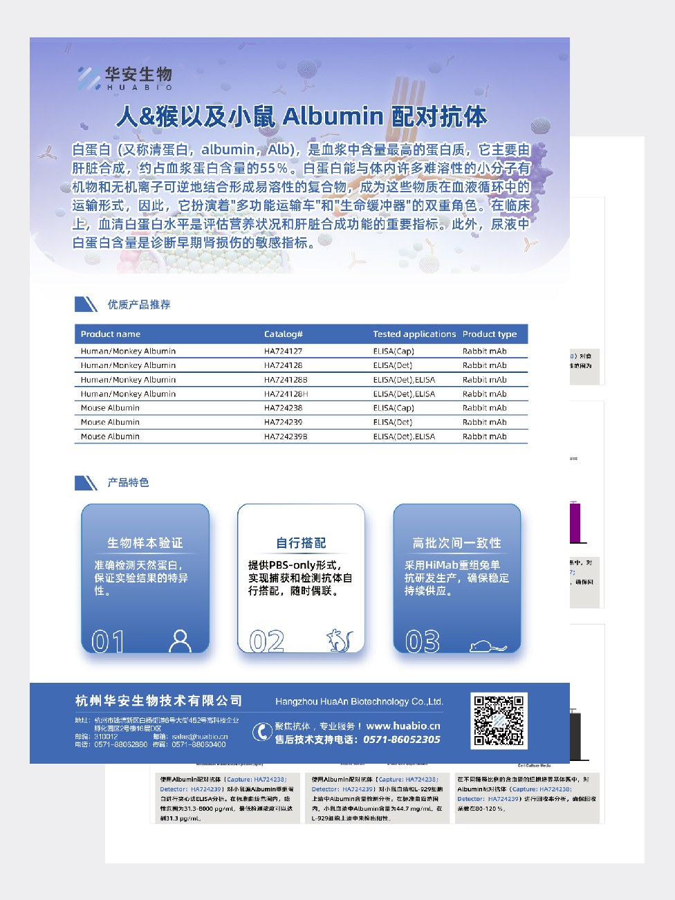 人&猴以及小鼠Albumin配对抗体
